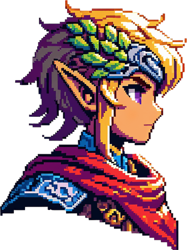 pixel art of single fantasy character facing left.
Single Game Texture. In-Game asset. 2d. Blank background. High contrast. No shadows.