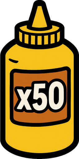Mustard Bottle, label is x50.
In-Game asset.  2d.  High contrast.  No shadows