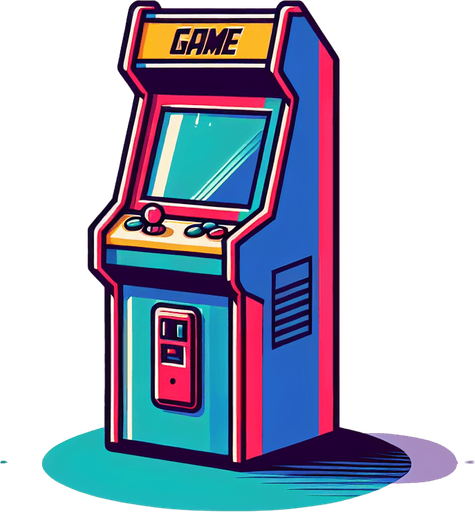 arcadecabinet MG.
Single Game Texture.  In-Game asset.  2d.  Blank background.  High contrast.  No shadows