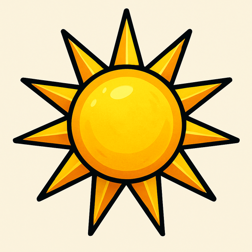 Sol puntiagudo luminoso.
In-Game asset.  2d.  High contrast.  No shadows