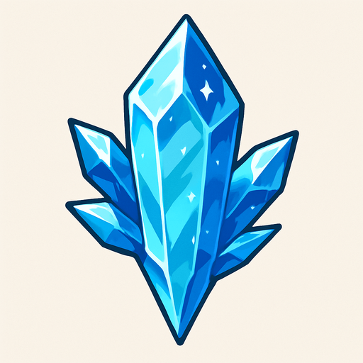 A single ice crystal. anime style.
In-Game asset.  2d.  High contrast.  No shadows