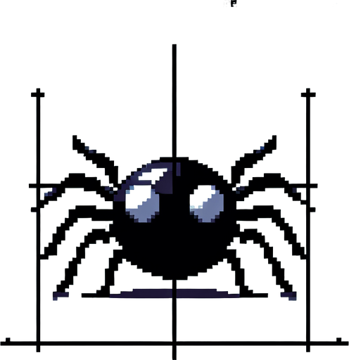 genera una araña que este observando a la izquierda en pixel art.
Single Game Texture.  In-Game asset.  2d.  Blank background.  High contrast.  No shadows