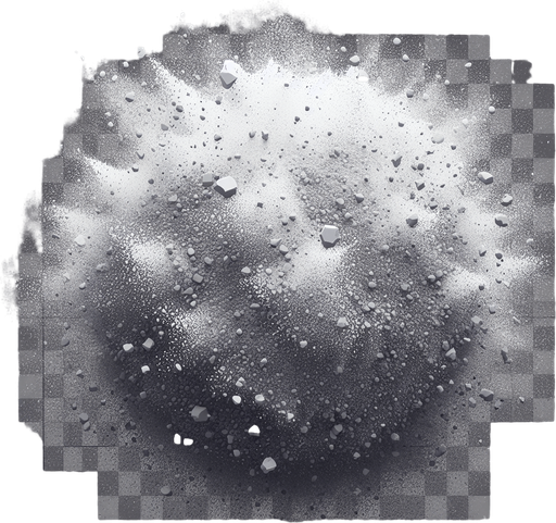 pariculas cinzas, fundo png.
Single Game Texture. In-Game asset. 3d. Blank background. High contrast. No shadows.