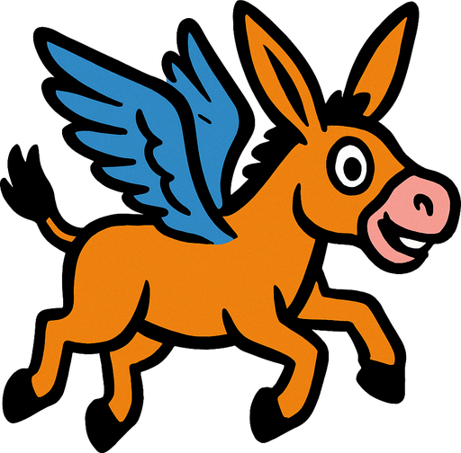 uçan eşşek.
In-Game asset.  2d.  High contrast.  No shadows