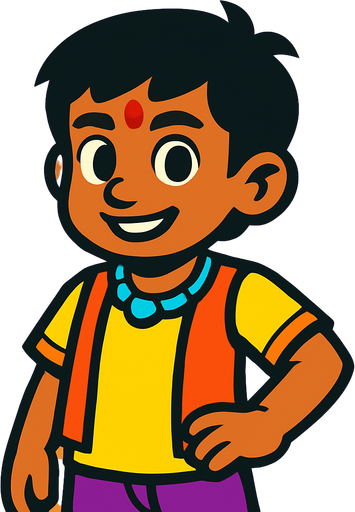 indian young boy character.
In-Game asset.  2d.  High contrast.  No shadows