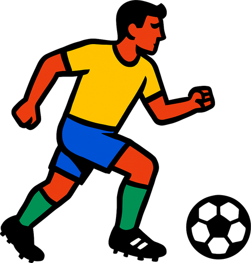 male soccer striker  not holding ball 2d ingame asset high contrast no shadows.
In-Game asset.  2d.  High contrast.  No shadows