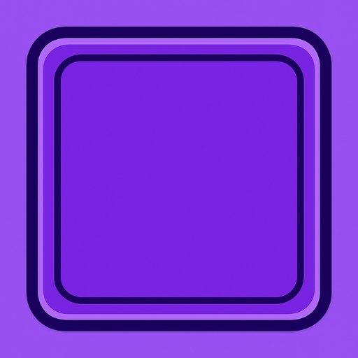 Un panel cuadrado con contornos redondos, de color violeta.
In-Game asset.  2d.  High contrast.  No shadows