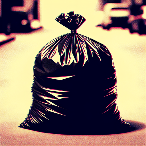 a black garbage bag.
video game style