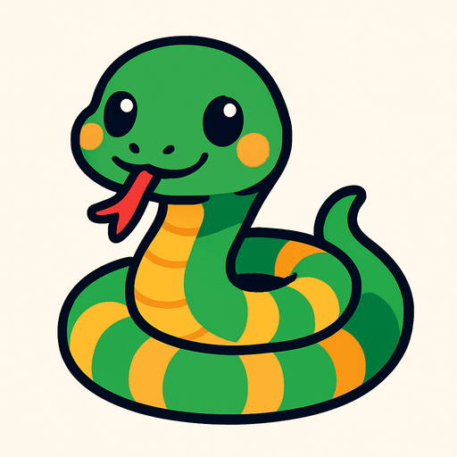 Cute snake.
In-Game asset.  2d.  High contrast.  No shadows