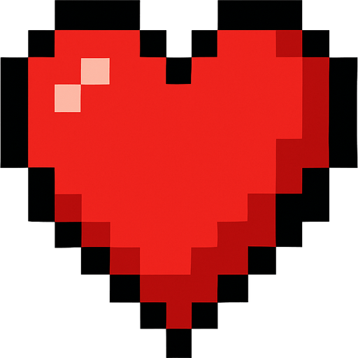 As un corazón pixelado.
In-Game asset.  High contrast.  No shadows