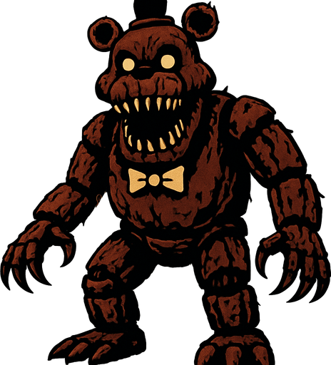 A terrifying very big animatronic..
In-Game asset.  2d.  High contrast.  No shadows