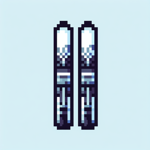 pixel art of skiis . Single Game Texture. In-Game asset. 2d. Blank background. High contrast. No shadows.