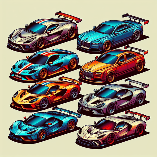 Cars like Lamborghini, Ferrari, Bugatti.
Single Game Texture. In-Game asset. 2d. Blank background. High contrast. No shadows.