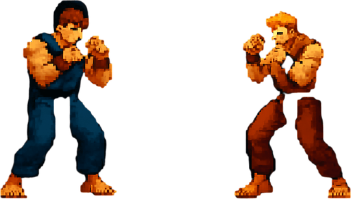 detailed pixelart, fighter style while keeping the original: details, color, and lighting. "Tamer Market" text can be seen