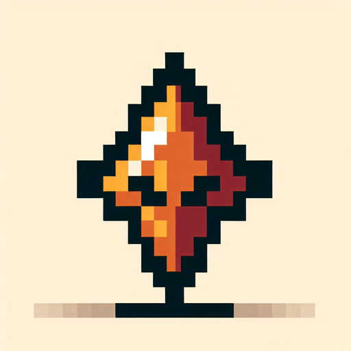 8-bit pixelated triangle pick.
Single Game Texture. In-Game asset. 2d. Blank background. High contrast. No shadows.