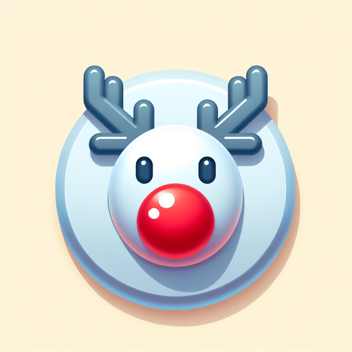 one cute christmas reindeer head with a red nose. plastic style. Single Game Texture. In-Game asset. 2d. Blank background. High contrast. No shadows.