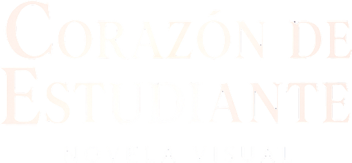 Create a title screen logo with the following text:
"Corazón de Estudiante - Novela Visual"
Behind the text, the Andromeda Galaxy (M31) stretches across the background, creating a dreamy, cosmic atmosphere that evokes mystery and romance.