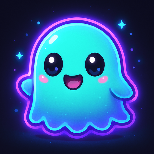 Kawaii neon ghost spirit creature style of Pokémon