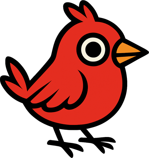 a red bird.
In-Game asset.  2d.  High contrast.  No shadows