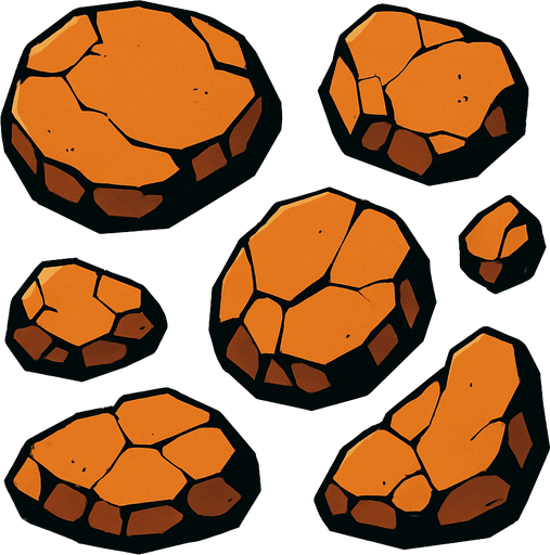üstten bakılan kaya parçaları.
In-Game asset.  2d.  High contrast.  No shadows