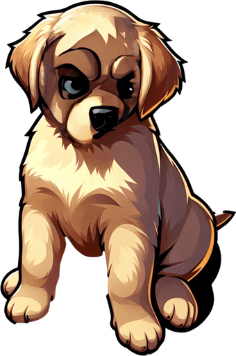 sad puppy. Single Game Texture. In-Game asset. 2d. High contrast.