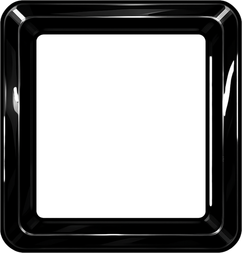 Shiny black rectangle frame.
In-Game asset.  2d.  High contrast.  No shadows