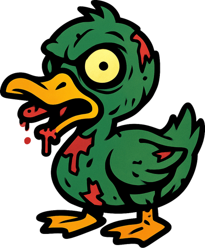 zombie duck.
In-Game asset.  2d.  High contrast.  No shadows