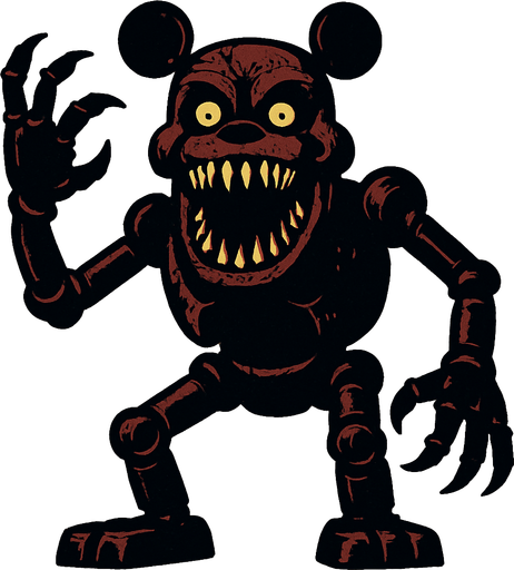 A terrifying very big animatronic..
In-Game asset.  2d.  High contrast.  No shadows
