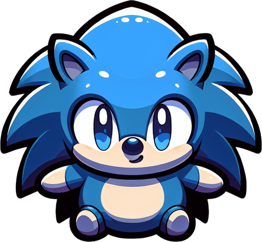 Baby Sonic.
Single Game Texture. In-Game asset. 2d. Blank background. High contrast. No shadows.