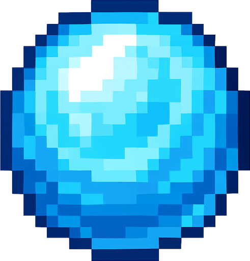 bola de hielo de pixeles.
In-Game asset.  2d.  High contrast.  No shadows