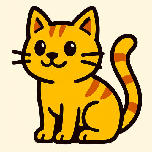 sarı kedi.
In-Game asset.  2d.  High contrast.  No shadows