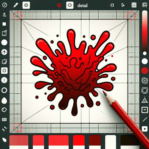 red splash. Clean lines. Low detail. 2d
