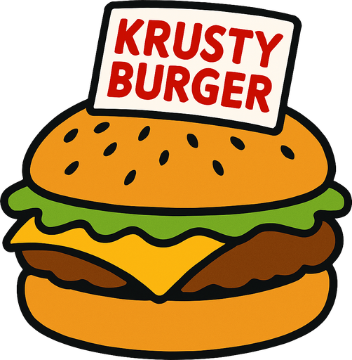 Krusty Burger hamburger.
In-Game asset.  2d.  High contrast.  No shadows