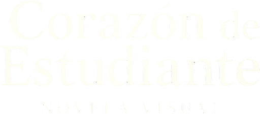 Create a title screen logo with the following text:
"Corazón de Estudiante - Novela Visual"
Behind the text, the Andromeda Galaxy (M31) stretches across the background, creating a dreamy, cosmic atmosphere that evokes mystery and romance.