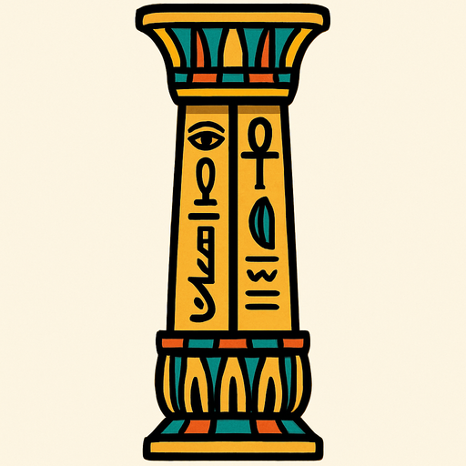 column pillar belonging to ancient Egypt. the top and bottom are the same. symmetrical.
In-Game asset.  2d.  High contrast.  No shadows