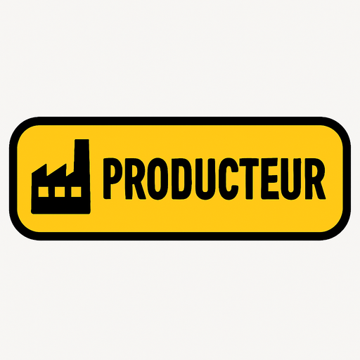 PRODUCTEUR BUTTON.
In-Game asset.  2d.  High contrast.  No shadows
