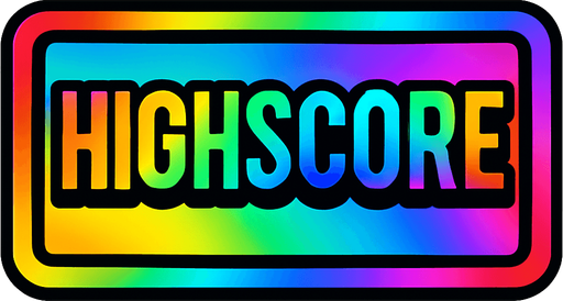 'HighScore' future buttons. rainbow colors. HD colors.
In-Game asset.  2d.  High contrast.  No shadows