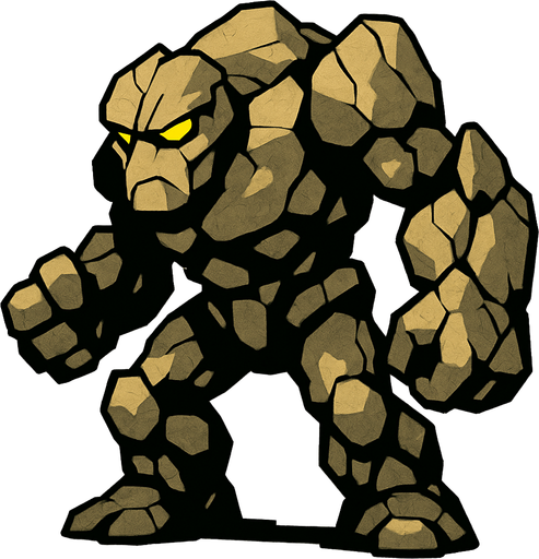 make creature image for rock elemental name is boulder but dont write name on image.
In-Game asset.  2d.  High contrast.  No shadows
