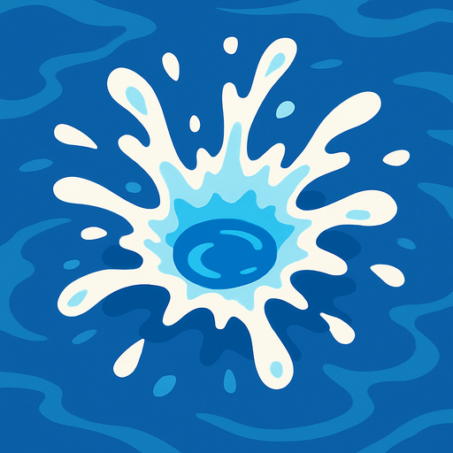 cold water splash 2d illustration. top-view perspective.
In-Game asset.  2d.  High contrast.  No shadows