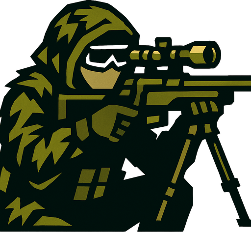 Sniper soldier.
In-Game asset.  2d.  High contrast.  No shadows