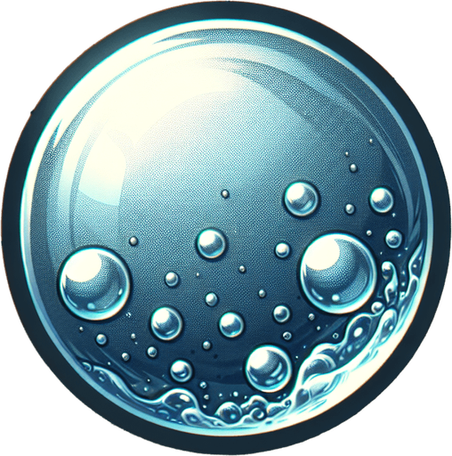 create a water bubble image.
Single Game Texture.  In-Game asset.  2d.  Blank background.  High contrast.  No shadows