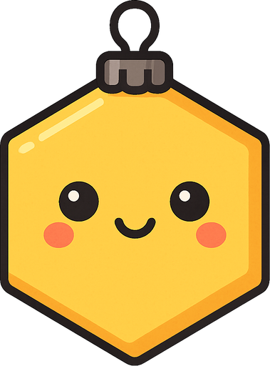 Perfectly hexagon yellow Christmas decoration. Cartoon style. Cute art style. Simple vector style.