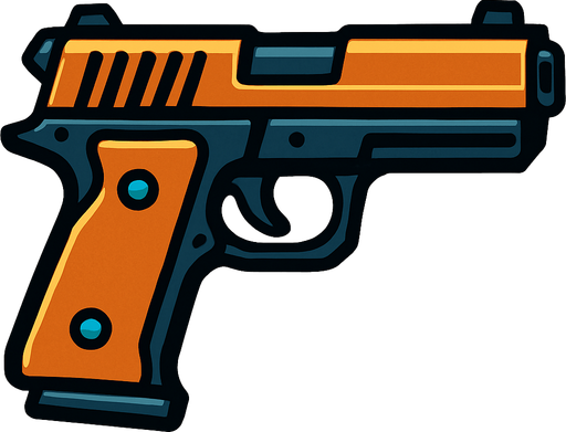 Gun.
In-Game asset.  2d.  High contrast.  No shadows