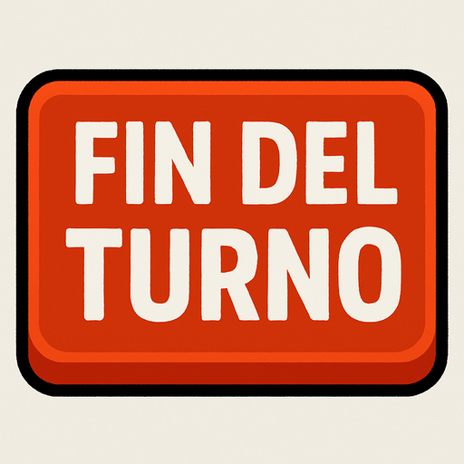 un botton que dice "Fin del Turno" con letras blancas y grandes.
In-Game asset.  2d.  High contrast.  No shadows