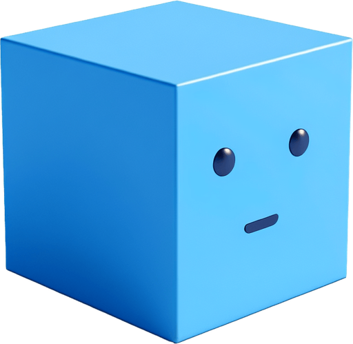blue box with face.
No shadows