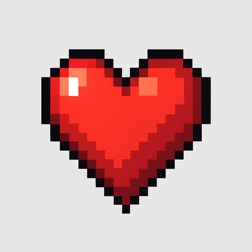 Pixel kalp.
In-Game asset.  2d.  High contrast.  No shadows