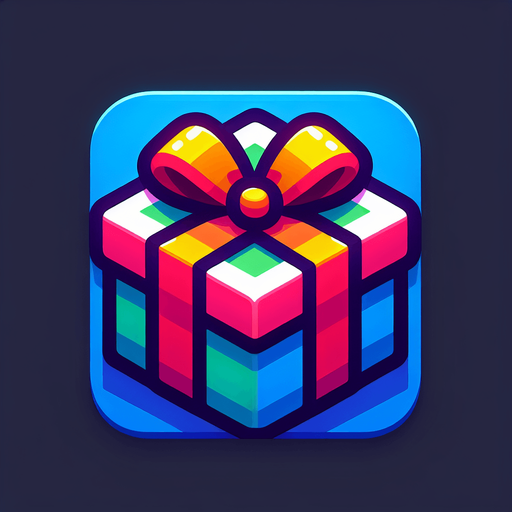 gift wrapped box, vivid colours. with bow on top Single Game Texture. In-Game asset. 2d. Blank background. High contrast. No shadows.