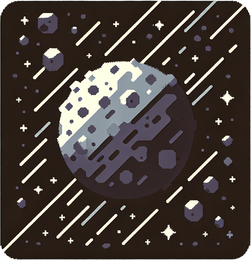 астероид.
Single Game Texture. In-Game asset. 2d. Blank background. High contrast. No shadows.