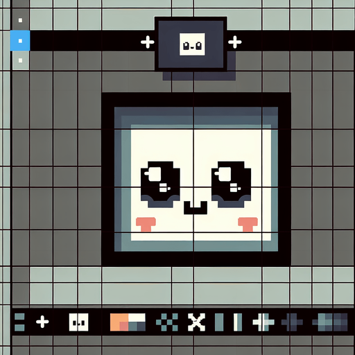 Pixel art, square with cute eyes . Single Game Texture. In-Game asset. 2d. Blank background. High contrast. No shadows.