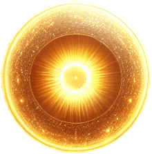 a golden round halo with rays.
video game style